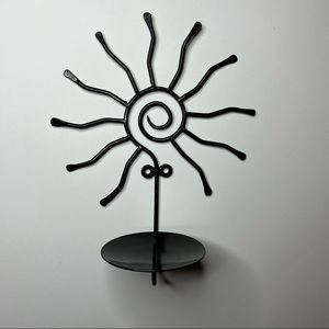 Black Metal Sun Candle Holder Wall Sconce Art Cosmic